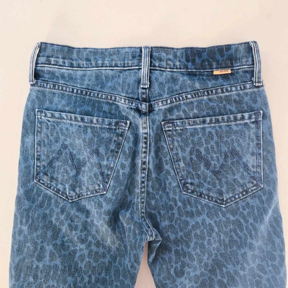 Mother‎ The Tomcat Ankle Jeans Women 25 Blue Leopard Animal Print Sinister Wash